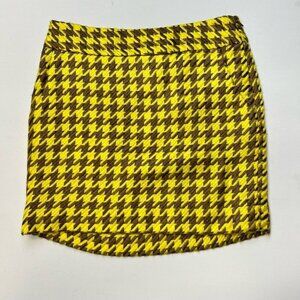 The Limited Yellow and Brown Houndstooth Mini Skirt